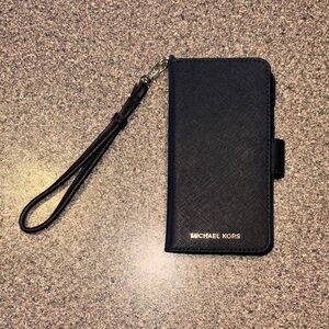 Michael Kors Black Phone Case with Gold Logo